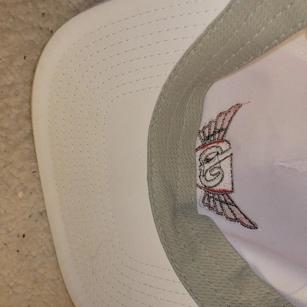 Imperial White Snapback Hat Embroidered Logo Cap Cord Trim Adjustable CB...‎